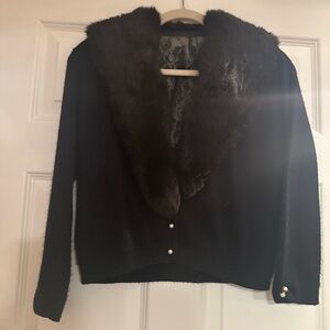 Vintage sweater with real fur collar.